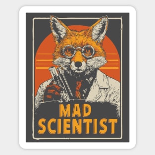 Mad Scientist Fox with Test Tubes Lab Coat Tee Sticker